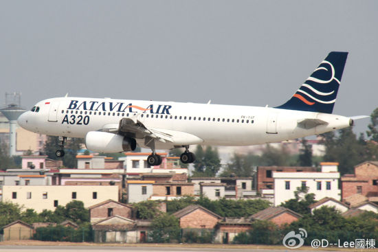 巴達維亞航空公司的空客A320。來(lái)自微博網(wǎng)友@D--Lee國棟